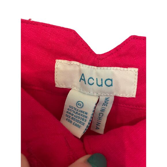 Acua Pink Barbie Linen XL Coastal Grandma Lagenlook Casual Straight Leg Pants - Picture 2 of 4